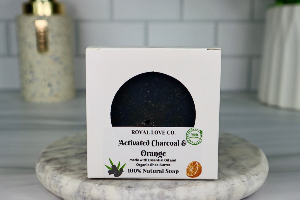 Activated Charcoal and Orange Essential Oil, 100% Natural Soap