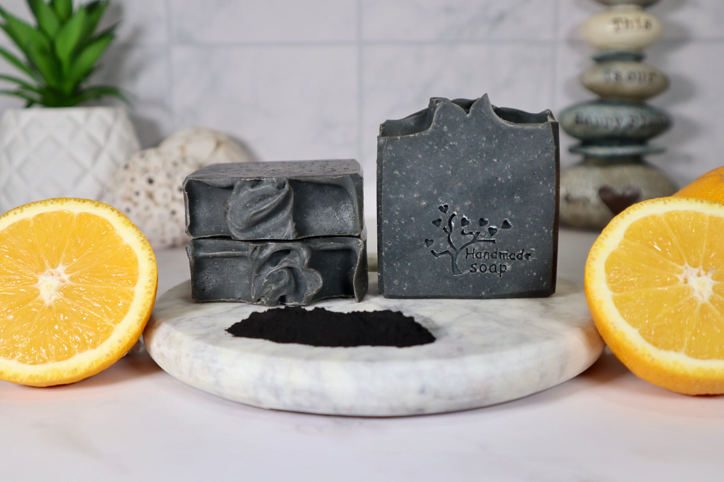 Activated Charcoal and Orange Essential Oil, 100% Natural Soap